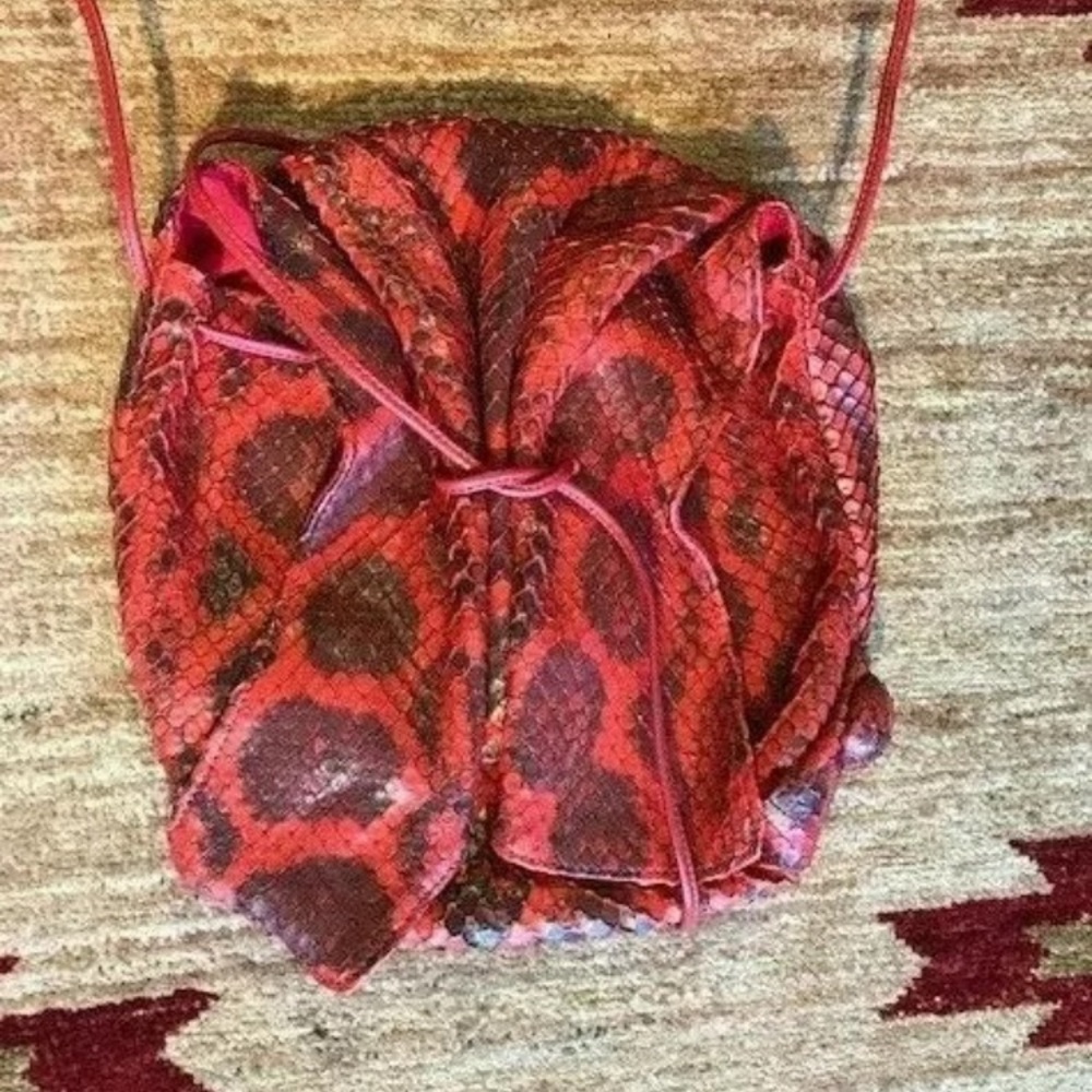 Vintage Mint Carlos Falchi Python Red Snakeskin Purse